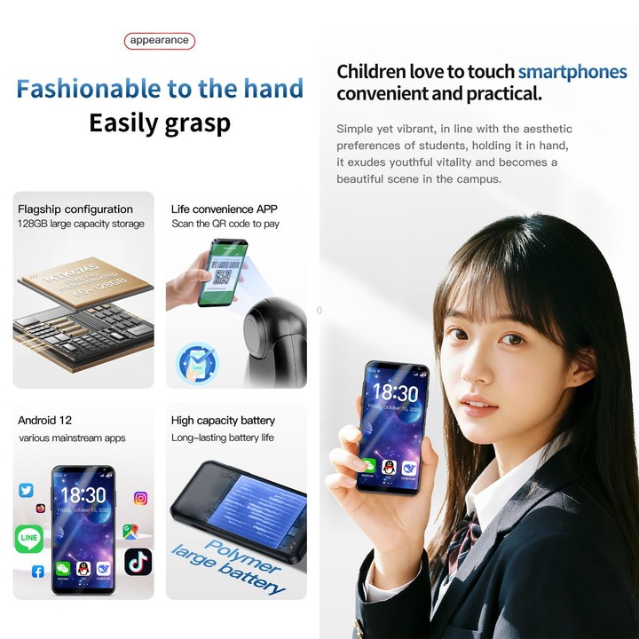 DOOV M2, 6GB+128GB, 4 inch Android 12 Mediatek MT6765 Octa Core, Network: 4G, without Camera (Black)