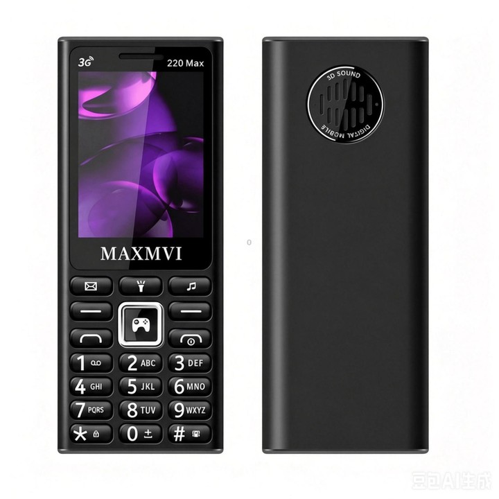 220 Max 3G Key Phone, 3600mAh Battery, 2.4 inch, SOS, 24 Keys, Dual SIM, Network: 3G, Support Whatsapp, Facebook (Black)