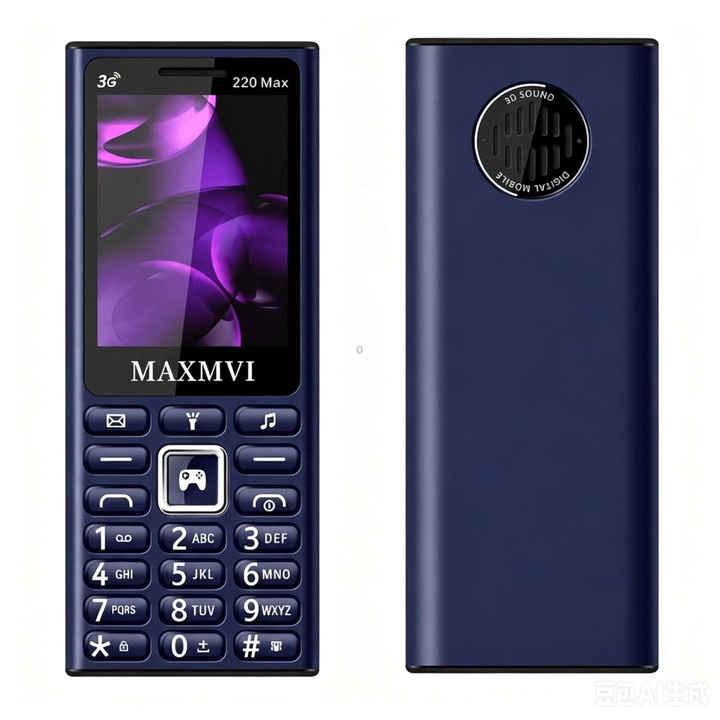 220 Max 3G Key Phone, 3600mAh Battery, 2.4 inch, SOS, 24 Keys, Dual SIM, Network: 3G, Support Whatsapp, Facebook(Dark Blue)