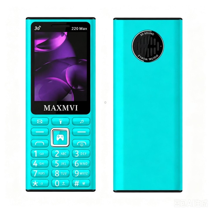 220 Max 3G Key Phone, 3600mAh Battery, 2.4 inch, SOS, 24 Keys, Dual SIM, Network: 3G, Support Whatsapp, Facebook (Sky Blue)