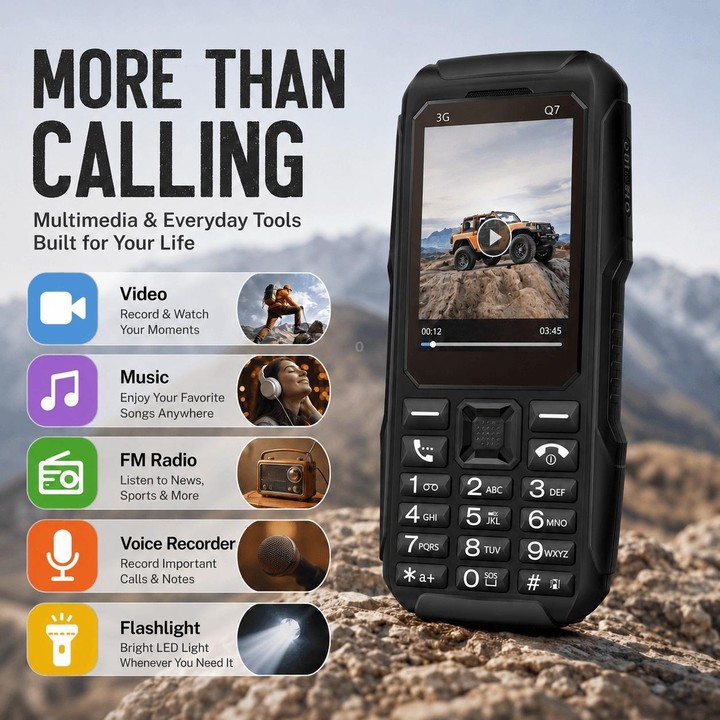 Q7 3G Key Phone, 3600mAh Battery, 2.4 inch, SOS, 21 Keys, Dual SIM, Network: 3G, Support Whatsapp, Facebook (Black)