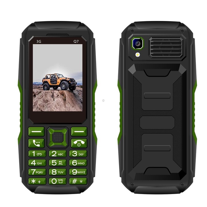 Q7 3G Key Phone, 3600mAh Battery, 2.4 inch, SOS, 21 Keys, Dual SIM, Network: 3G, Support Whatsapp, Facebook (Green)