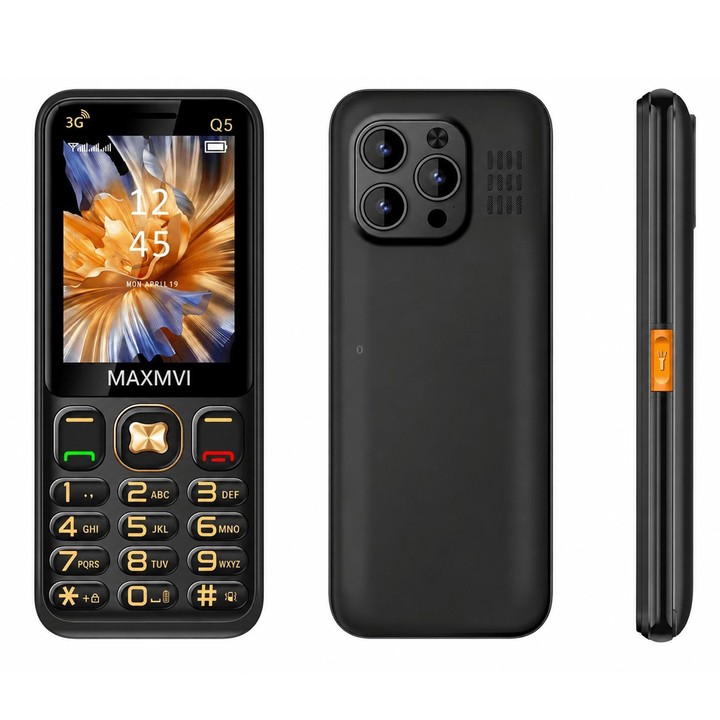 Q5 3G Key Phone, 3600mAh Battery, 2.8 inch, SOS, 21 Keys, Dual SIM, Network: 3G, Support Whatsapp, Facebook (Black)