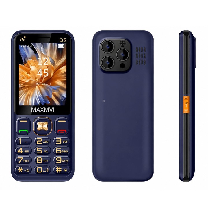 Q5 3G Key Phone, 3600mAh Battery, 2.8 inch, SOS, 21 Keys, Dual SIM, Network: 3G, Support Whatsapp, Facebook (Blue)