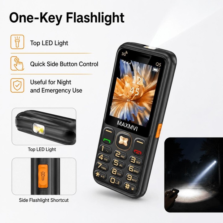 Q5 3G Key Phone, 3600mAh Battery, 2.8 inch, SOS, 21 Keys, Dual SIM, Network: 3G, Support Whatsapp, Facebook (Blue)