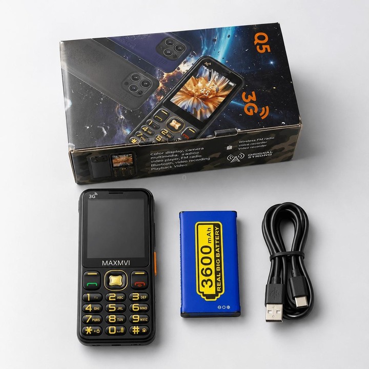 Q5 3G Key Phone, 3600mAh Battery, 2.8 inch, SOS, 21 Keys, Dual SIM, Network: 3G, Support Whatsapp, Facebook (Blue)