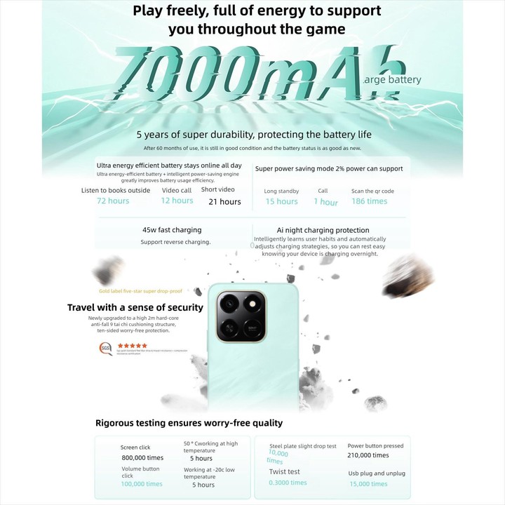 Honor Play10T, 8GB+256GB, Side Fingerprint, 6.8 inch Android 15 Magic OS 9.0 Snapdragon 6s Gen 3 Octa Core, Network: 5G (Black)