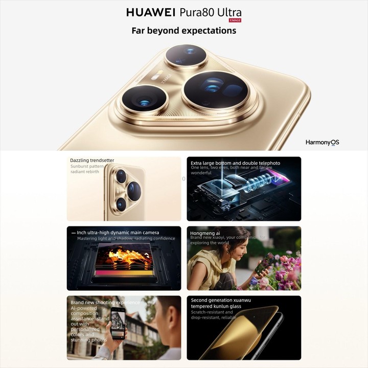 HUAWEI Pura 80 Ultra, 16GB+512GB, Side Fingerprint Identification, 6.8 inch HarmonyOS 5.1, NFC, OTG, Not Support Google Play (Go