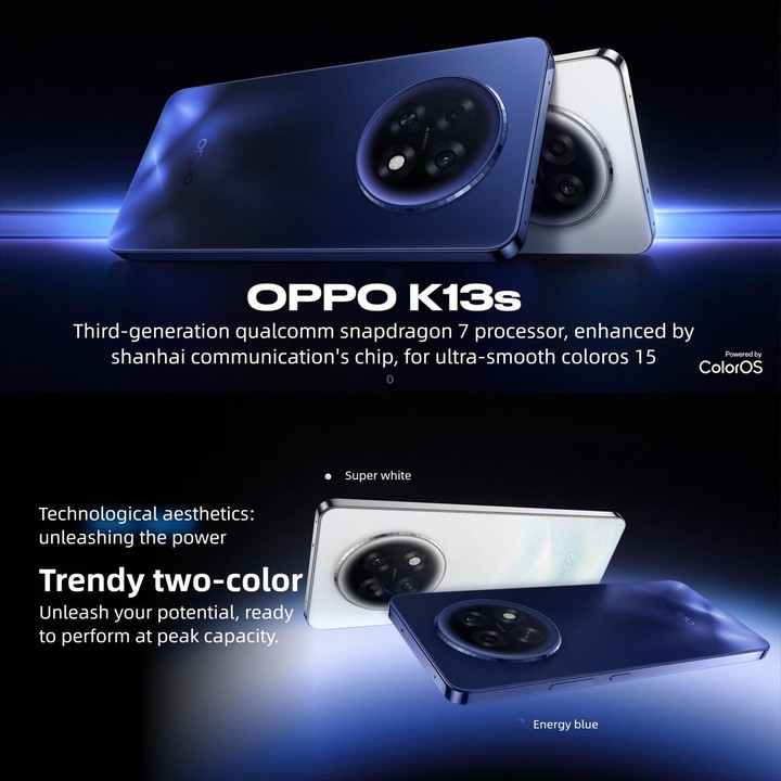 OPPO K13s 5G, 8GB+256GB, Screen Fingerprint, 6.8 inch ColorOS 15.0 Android 15 Snapdragon 7 Gen 3 Octa Core, NFC, Network: 5G (Wh