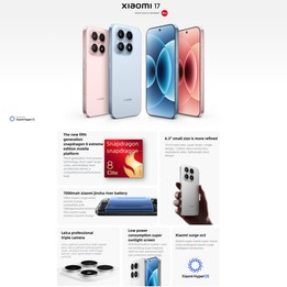 Xiaomi 17, 12GB+256GB, 3D Ultrasonic Fingerprint, 6.3 inch Xiaomi HyperOS 3 Snapdragon 8 Elite Gen 5 Octa Core, NFC, Network: 5G