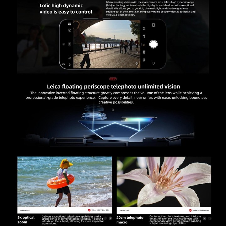 Xiaomi 17 Pro, 12GB+256GB, 3D Ultrasonic Fingerprint, 6.3 inch + 2.7 inch Xiaomi HyperOS 3 Snapdragon 8 Elite Gen 5 Octa Core, N