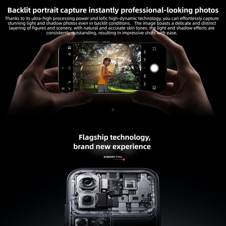 Xiaomi 17 Pro, 12GB+256GB, 3D Ultrasonic Fingerprint, 6.3 inch + 2.7 inch Xiaomi HyperOS 3 Snapdragon 8 Elite Gen 5 Octa Core, N
