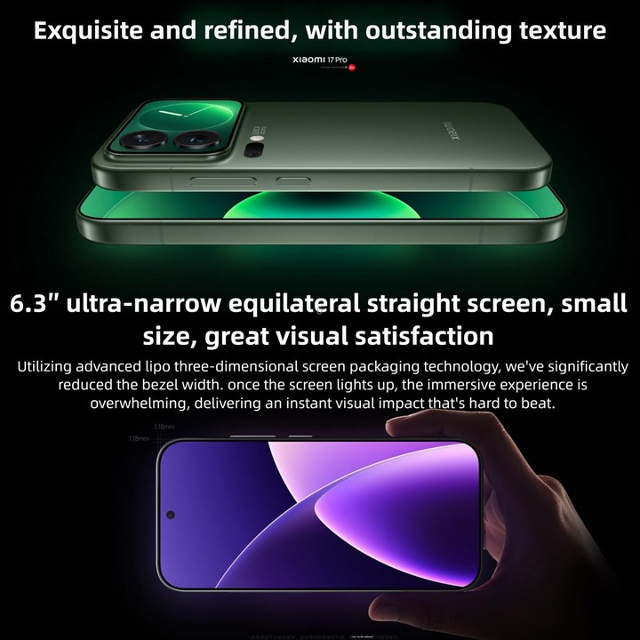Xiaomi 17 Pro, 16GB+1TB, 3D Ultrasonic Fingerprint, 6.3 inch + 2.7 inch Xiaomi HyperOS 3 Snapdragon 8 Elite Gen 5 Octa Core, NFC