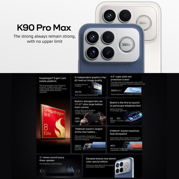 Xiaomi Redmi K90 Pro Max, 12GB+512GB, 6.9 inch Xiaomi HyperOS 3 Snapdragon 8 Elite Gen 5 Octa Core, NFC, Network: 5G (Black)