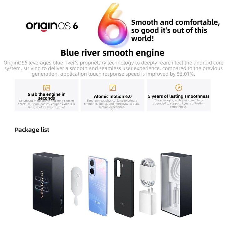 vivo iQOO Neo11, 16GB+512GB, Face ID / Screen Fingerprint Identification, 6.82 inch Android 16 OriginOS 6 Snapdragon 8 Elite Oct
