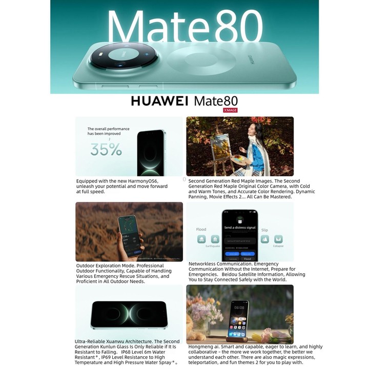 HUAWEI Mate 80, 16GB+512GB, Side Fingerprint Identification, 6.75 inch HarmonyOS 6.0 Kirin 9020, NFC, OTG, Not Support Google Pl