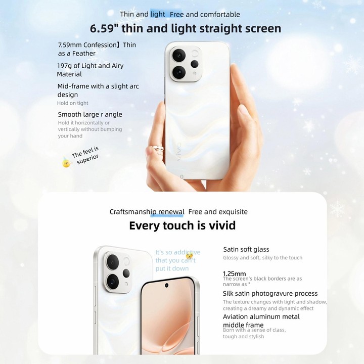 vivo S50, 16GB+256GB, 3D Fingerprint, 6.59 inch Android 16 OriginOS 6 Snapdragon 8s Gen 3 Octa Core, OTG, NFC, Network: 5G, Supp