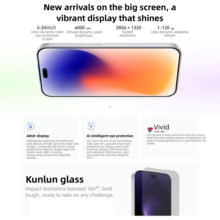 Huawei nova 15 Pro, Kunlun Glass, 12GB+256GB, Side Fingerprint Identification, 6.84 inch HarmonyOS 6.0 Kirin 9010S Octa Cora, NF