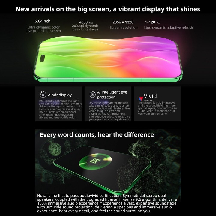 Huawei nova 15 Ultra, Kunlun Glass, 12GB+256GB, Side Fingerprint Identification, 6.84 inch HarmonyOS 6.0 Kirin 9010S Octa Cora,