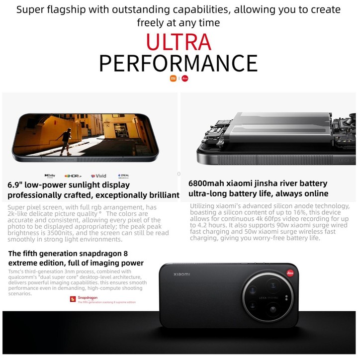 Xiaomi 17 Ultra By Leica, 16GB+1TB, 3D Ultrasonic Fingerprint, 6.9 inch Xiaomi HyperOS 3 Snapdragon 8 Elite Gen 5 Octa Core, NFC