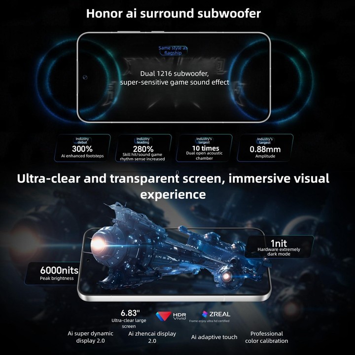 Honor WIN, 16GB+512GB, 3D Ultrasonic Fingerprint, 10000mAh Battery, 6.83 inch MagicOS 10.0 / Android 16 Snapdragon 8 Elite Gen 5