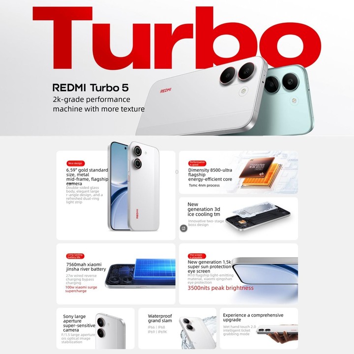 Xiaomi REDMI Turbo 5, 16GB+512GB, 6.59 inch Xiaomi HyperOS 3 Dimensity 8500-Ultra Octa Core, NFC, Network: 5G (Black)