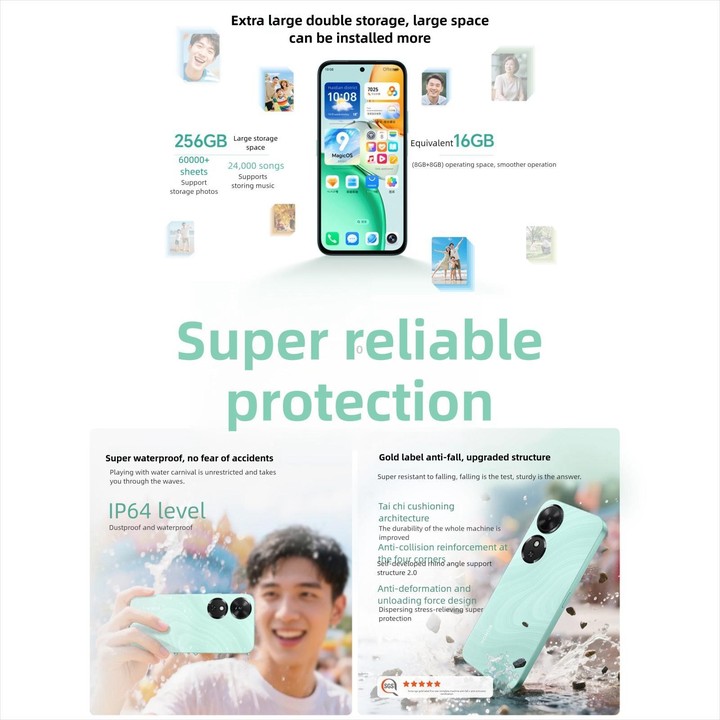 Honor Play10C, 4GB+128GB, Side Fingerprint, 6.61 inch MagicOS 9.0 Android 15 Dimensity 6300 Octa Core, Network: 5G, OTG (Cyan)