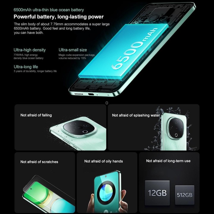 vivo Y300, 8GB+256GB, Face ID / Screen Fingerprint Identification, 6.77 inch Android 15 OriginOS 5 Dimensity 6300 Octa Core, OTG