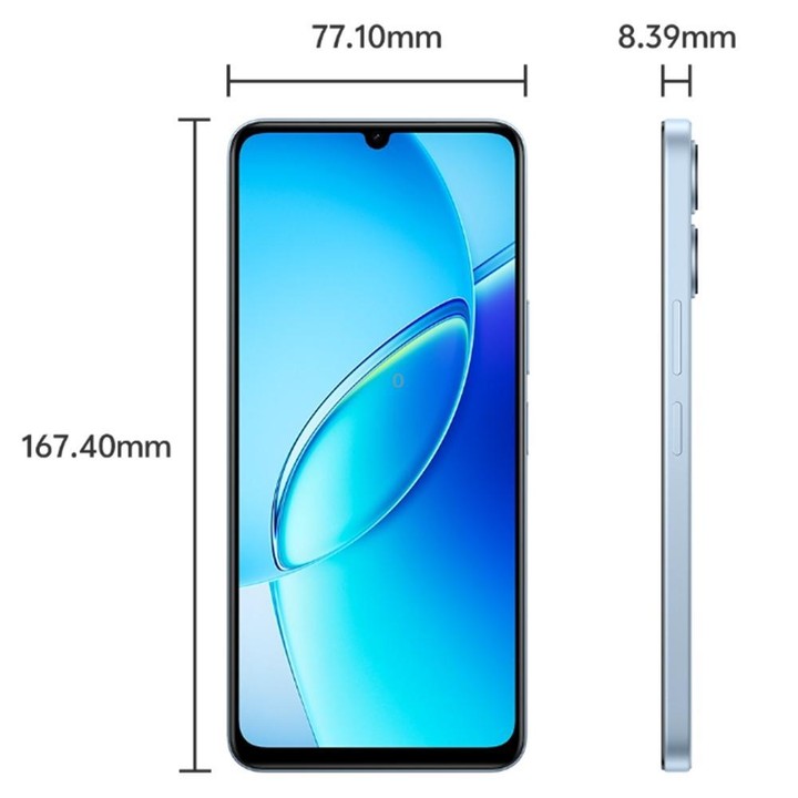 vivo Y60, 6GB+128GB, Side Fingerprint, 6.74 inch Android 16 OriginOS 6 Snapdragon 4 Gen 2 Octa Core, OTG, Network: 5G (Cyan)