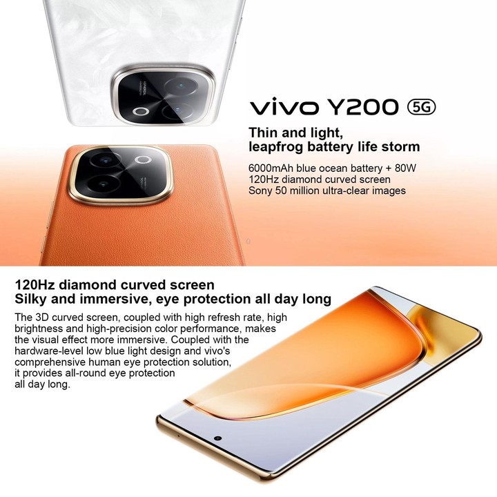 vivo Y200, Dual Back Cameras, 12GB+512GB, Face ID Screen Fingerprint Identification, 6.78 inch Android 14.0 OriginOS 4 Snapdrago