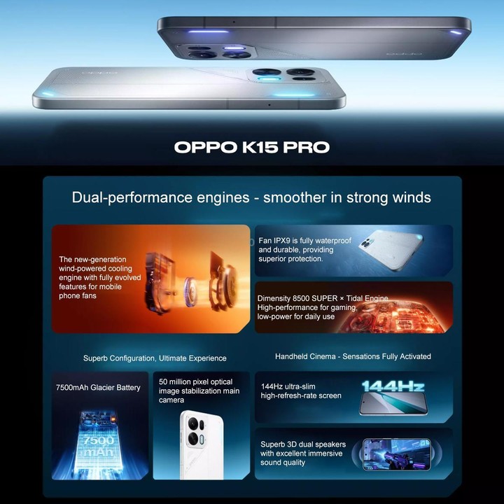 OPPO K15 Pro, 12GB+256GB, Screen Fingerprint, 6.59 inch ColorOS 16.0 Android 16 Dimensity 8500 SUPER Octa Core, NFC, Network: 5G