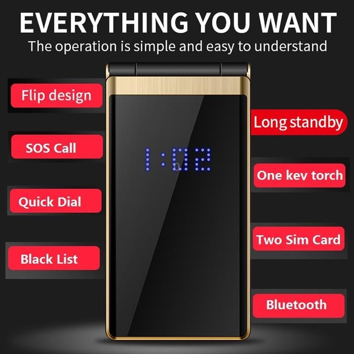 Mafam F120 Flip Phone, 2.4 inch, 5800mAh Battery, Support FM, SOS, External Time Display, GSM, Family Number, Big Keys, Dual SIM