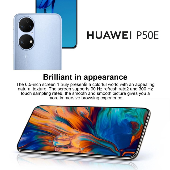 Huawei P50E 4G ABR-AL60, HarmonyOS 2, 50MP Camera, 8GB+128GB, China Version, Triple Back Cameras, 4100mAh Battery, Screen Finger