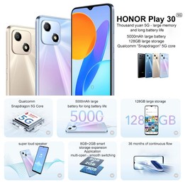 Honor Play 30 5G VNE-AN00, 4GB+128GB, China Version, Face Identification, 5000mAh, 6.5 inch Magic UI 5.0 /Android 11 Qualcomm Sn