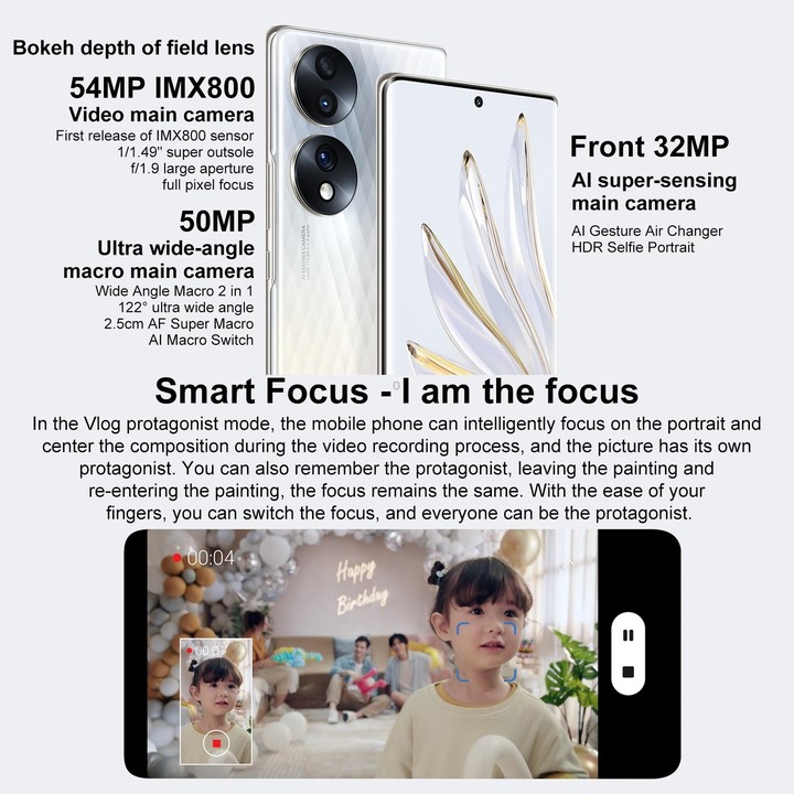 Honor 70 5G FNE-AN00, 54MP Cameras, 12GB+256GB, China Version, Triple Back Cameras, Screen Fingerprint Identification, 6.67 inch