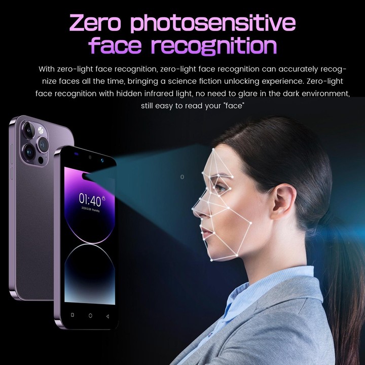 i14 mini HRDP5, 512MB+4GB, 5.0 inch Screen, Face Identification, Android 5.0 MTK6572 Dual Core, Network: 3G (Dark Purple)