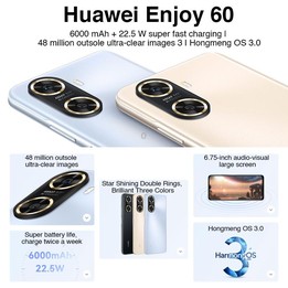 Huawei Enjoy 60 128GB MGA-AL40, 48MP Cameras, China Version, Dual Back Cameras, Face ID & Side Fingerprint Identification, 6000m