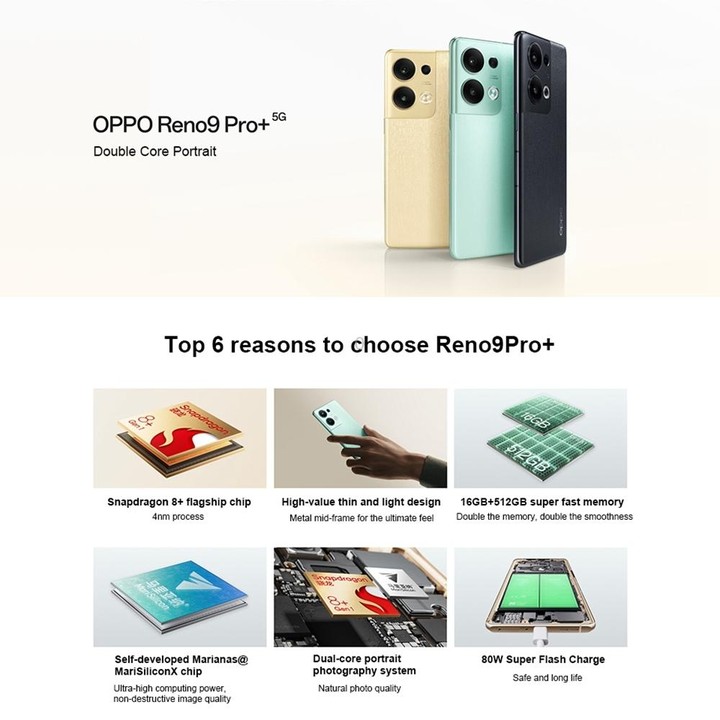 OPPO Reno9 Pro+ 5G, 16GB+512GB, 50MP Camera, Chinese Version, Triple Rear Cameras, 6.7 inch ColorOS 13 / Android 13 Qualcomm Sna
