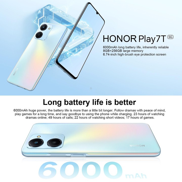 Honor Play7T RKY-AN10, 50MP Camera, 8GB+256GB, China Version, Dual Back Cameras, Side Fingerprint Identification, 6000mAh Batter