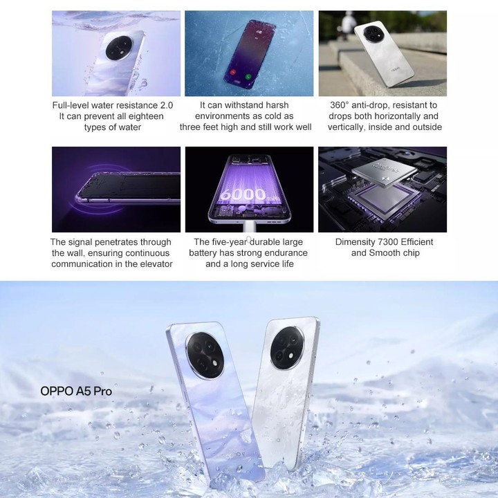 OPPO A5 Pro, 8GB+512GB, Screen Fingerprint, 6.7 inch ColorOS 15.0 MediaTek Dimensity 7300 Octa Core, OTG, NFC, Network: 5G (Blac