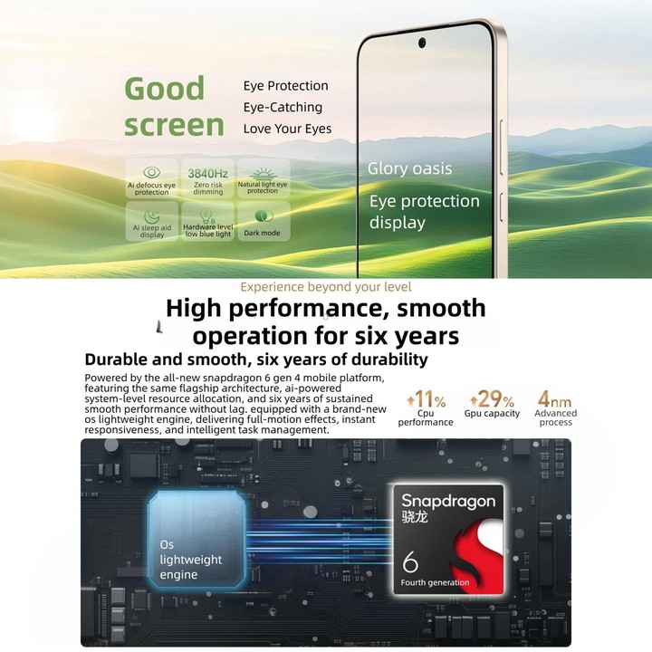 Honor X70 Updated Version, 8GB+256GB, Screen Fingerprint, 6.79 inch MagicOS 10.0 / Android 16 Snapdragon 6 Gen 4 Octa Core, Netw