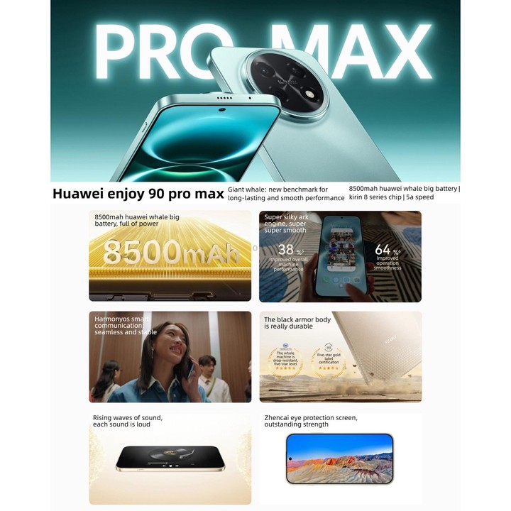 HUAWEI Enjoy 90 Pro Max, 8GB+128GB, Side Fingerprint, 6.84 inch HarmonyOS 6.0 Kirin 8000, OTG, Not Support Google Play(Gold)