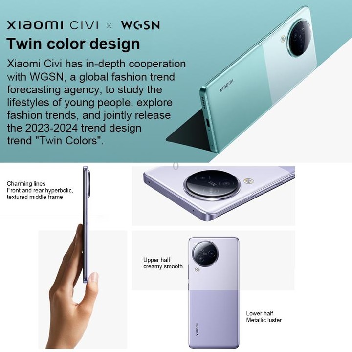 Xiaomi Civi 3 5G, 50MP Camera, 12GB+512GB, Triple Back Cameras + Dual Front Cameras, In-screen Fingerprint Identification, 4500m