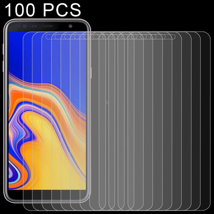 100 PCS 0.26mm 9H Surface Hardness 2.5D Curved Edge Tempered Glass Film for Galaxy J4+ / J6+