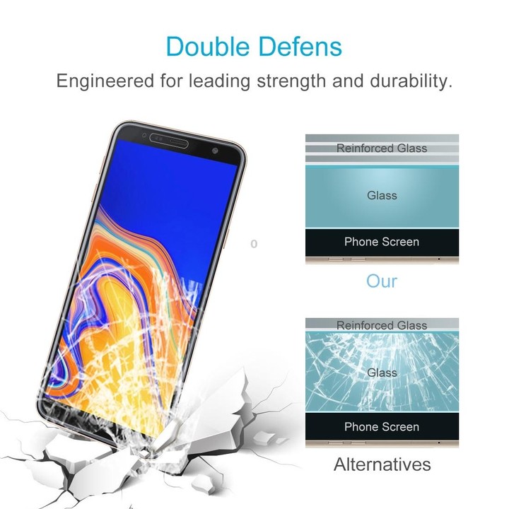 100 PCS 0.26mm 9H Surface Hardness 2.5D Curved Edge Tempered Glass Film for Galaxy J4+ / J6+