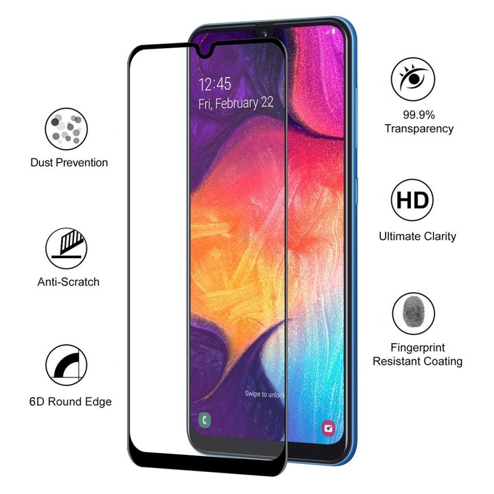 ENKAY Hat-Prince 0.26mm 9H 6D Curved Full Screen Tempered Glass Film for Galaxy A30 / A50 (Black)