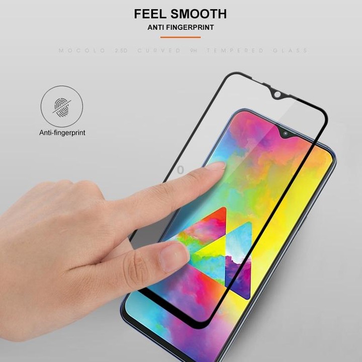 mocolo 0.33mm 9H 2.5D Full Glue Silk Print Tempered Glass Film for Galaxy M20 (Black)