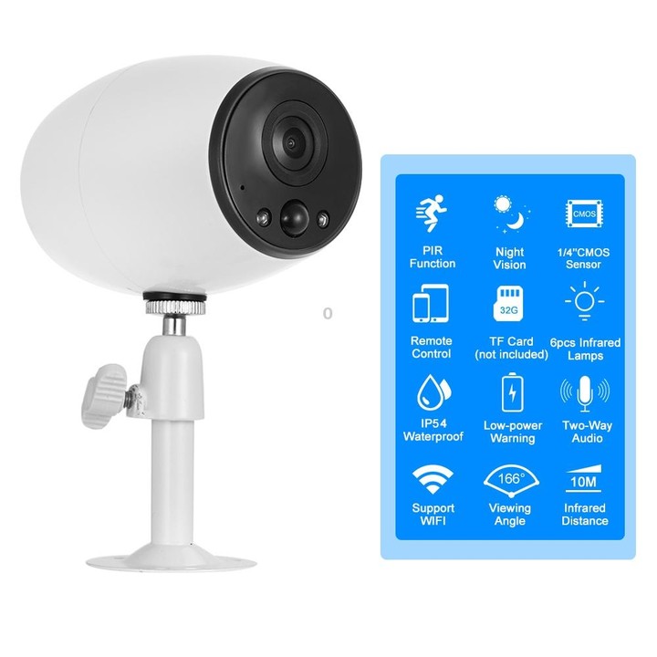VESAFE VS-DC01 Security HD 720P Two-Way Audio Wireless Wifi IP Camera, Support Night Vision & PIR Detection & TF Card, IP54 Wate