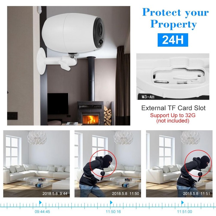 VESAFE VS-DC01 Security HD 720P Two-Way Audio Wireless Wifi IP Camera, Support Night Vision & PIR Detection & TF Card, IP54 Wate