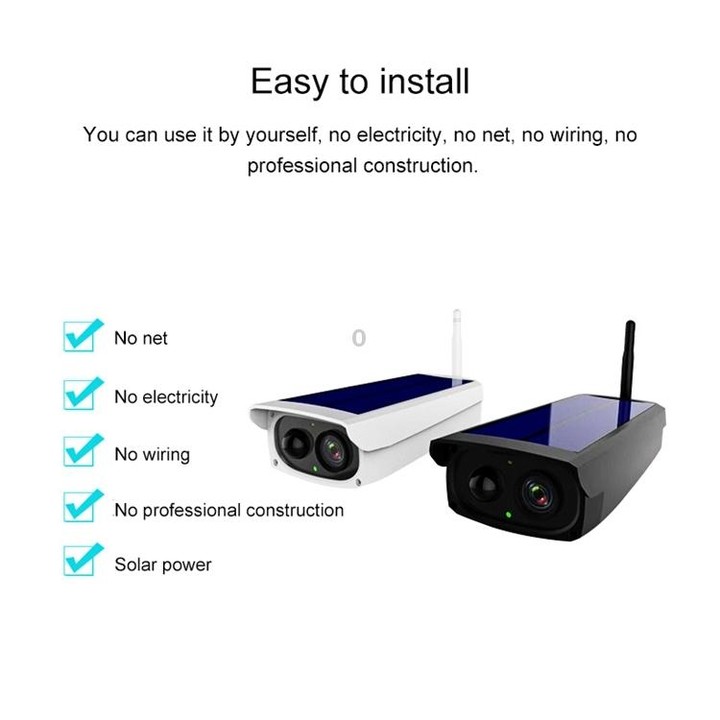VESAFE VS-Y3 Outdoor HD 1080P Solar Power Security IP Camera, Support Motion Detection & PIR Wake up, IP66 Waterproof(White)